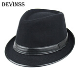 DEVINSS礼帽男士秋冬季小礼帽新款休闲保暖毛呢帽爵士舞帽子时尚有型毡帽