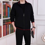 JIEJIAMENGKO中老年运动套装男两件套春秋季长袖男装运动服男休闲健身服大码 1919黑色二件套 XL