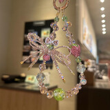 草莓钻球手机挂绳串珠水晶珠斜跨挂饰蝴蝶结链手机壳装饰手提链子 草莓手机链