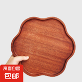 典雅桃花盘中式茶盘实木多边形木盘木质家用盘子创意木托盘木茶盘 【正宗乌檀木】实木水仙花盘 1个 30*30*2cm
