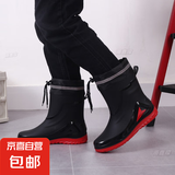 德系高档雨鞋男新款收口防雨防水鞋中筒防滑雨靴水靴户外钓鱼雨靴 红色加防水口不可拆 41