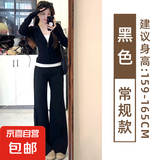 美式微喇叭运动裤子女2025夏季新款高腰显瘦休闲垂感阔腿喇叭卫裤 黑色-常规款【有口袋-贝贝棉】 M 【90-105斤】