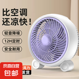 电风扇家用桌面风扇台式转页扇小风扇制冷轻音学生宿舍办公室卧室鸿运扇插电式大风力小型静音 白紫色2.5米国际定时遥控线