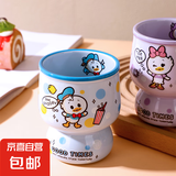 迪士尼可爱儿童牛奶杯卡通水杯子陶瓷杯咖啡杯冰淇淋杯高颜值 唐老鸭悦乐杯