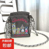 日系ins百搭刺绣束口小方包手机包女时尚尼龙包高级感单肩斜跨包 灰色柴犬斜挎包/ 均码