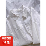 百搭纯棉衬衫翻领长袖宽松女装上衣休闲衬衣女夏衣服新款 白色 S