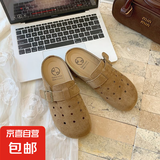 厚底包头半拖鞋女夏外穿洞洞鞋一脚蹬休闲凉拖2025春夏季新款 卡其色 38