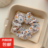 碎花大肠发圈夏季复古法式扎头马尾头饰简约肥肠头绳女发饰皮筋 春白