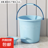 塑料水桶手提加厚洗衣桶家用多功能储水桶圆形桶宿舍洗衣桶装水桶 大号/蓝色【水桶+水勺】两件套
