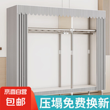 布衣柜简易衣柜家用收纳衣服柜卧室宿舍出租房加粗衣柜结实衣柜Q 1902灰色条纹【长126】