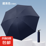 银胶手动折叠雨伞女晴雨两用男士大号太阳伞防晒防紫外线遮阳伞 藏青-黑胶手动款 8骨