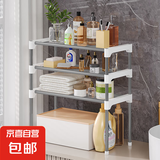 微波炉烤箱置物架多层厨房调料架实用落地式铁艺浴室收纳隔板层架 银灰色【长57宽30高65cm】