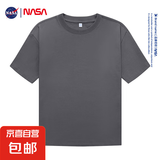 NASA GISS夏季纯棉男女宽松休闲短袖T恤情侣潮流百搭ins圆领半袖 深灰色 L 125-140斤