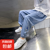男童夏季裤子薄款天丝牛仔裤2025夏季新款男孩冰丝防蚊裤轻薄透气 PY-2575牛仔防蚊裤-蓝色 140 建议身高135cm左右