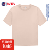 NASA GISS夏季纯棉男女宽松休闲短袖T恤情侣潮流百搭ins圆领半袖 卡其色 XL 140-155斤
