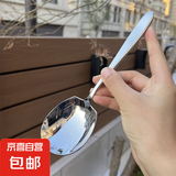 不锈钢大勺子家用方形分餐勺公勺高档长柄大勺子分菜勺加厚分餐勺 高级亮光分餐勺3支