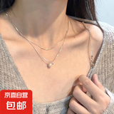 双层叠戴仿珍珠项链女2024新款小众轻奢高级感锁骨链气质简约配饰 银色水滴珍珠双层项链【单条装】