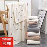 满绣毛巾小熊刺绣图案沙滩巾母婴居家毛巾跨境款 咖色-小熊 1条