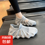 训练健身鞋女跳绳厚底跑步机鞋瑜伽室内专用软底轻便减震运动鞋女 灰色 39 标准尺码