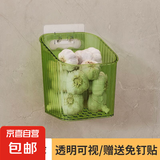 厨房壁挂式姜蒜收纳盒可沥水生姜蒜头置物架挂篮浴室墙上收纳 墨绿色【大号】+【贴片】一个装