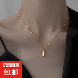 简约小金条项链2025春季新款爆款轻奢小众设计感毛衣链女个性颈链 方砖项链-金色