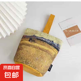 2025新款梵高绘画水桶包随身小手提包妈咪包外出手拎包上班便当包 麦田