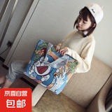 时尚休闲帆布包女时尚单肩包上班托特包手提袋拎包帆布袋卡通包包 机器猫 大包