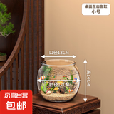 高清鱼缸 生态缸桌面溪流缸迷你金鱼缸小型水族箱养鱼龟缸PET 小号鱼缸【超清8K高透/摔不碎/久用不糊】