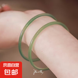 JH玉髓叮当手镯叮当镯细条玉石镯子叮当响古风饰品女士【一只装】 油青4MM 56MM圈口