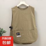 时尚工装马甲围裙加长款上班可外穿的工作服防污耐脏厨房餐饮可用 均码【防泼水款】卡其色