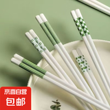 筷子高颜值防滑防霉家用高档陶瓷筷子耐高温易清洗高级感混搭筷子 赫本绿陶瓷筷五双组合装