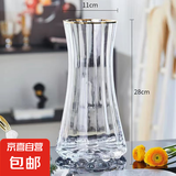 特大号轻奢创意简约玻璃花瓶透明水养鲜花北欧ins风客厅插花摆件 【28高描金】透明太阳花