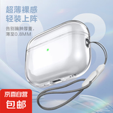 耳机保护壳 适用苹果AirPods pro保护套AirPods无线蓝牙耳机套透明保护壳TPU防摔晶透软壳 AirpodsPro2代+Incase挂绳
