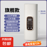 便携式烧水壶电热烧水杯旅行迷你小型保温恒温加热开水杯外出热水 米白【旗舰款316】六大功能 0.65L