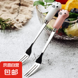 不锈钢水果叉可爱猫爪甜品叉创意蛋糕叉子月饼叉家用水果签 可爱水果叉-3支装【随机颜色】