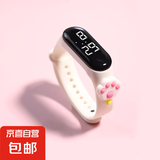 热卖新款可爱卡通LED公仔创意学生电子表塑胶防水手环触控电子表 白色猫爪冰棒
