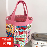 可爱涂鸦水桶包ins印花圆筒包帆布便当袋韩风少女手拎饭盒妈咪包 番茄商店