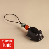 【旗舰店同源】黑檀木福猪钥匙扣挂饰手机链汽车挂坠平安文玩礼物 黑檀木小猪挂件