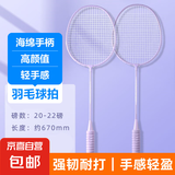 【入门神器】羽毛球拍对拍正品比赛成人学生耐用儿童超轻超弹耐打 海绵手柄-紫 （拍包+1个尼龙球）