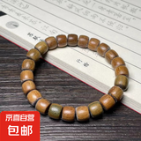 绿檀直切桶珠手串手工精品檀木民族风小手链男女款文玩单圈 绿檀8x9mm*【单圈】
