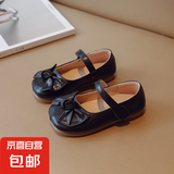 【软底单鞋】女童皮鞋春秋新款儿童蝴蝶结公主鞋韩版女宝宝单鞋 黑色 34