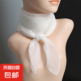 纯色雪纺小方巾春夏素色仿真丝丝巾百搭领巾围脖舞蹈手绢薄款纱巾 白色