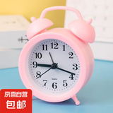闹钟学生儿童专用起床神器床头男女孩闹铃智能双耳小时钟台钟 粉色+5号电池