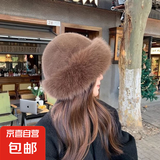 冬季大头新款毛绒狐狸渔夫帽防寒加厚帽子仿皮蒙古保暖护耳韩版帽 【热销】咖色蒙古帽1个