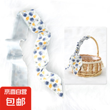 韩系ins丝巾女新款蝴蝶结百搭小清新夏季超仙长条飘带 蓝色蔷薇 88*6CM