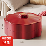 过年干果盘客厅茶几家用坚果瓜子收纳盒新年糖果摆放盘子零食水果 糖果盒双层【中国红】