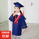 新款儿童博士服幼儿园小学生毕业礼服学士服帽表演服演出服毕业袍 A印花披肩博士服 100