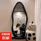 中古芒果镜子全身穿衣镜家用异形高级感试衣镜网红壁挂高清落地镜 黑木纹（木托款） 160*60cm