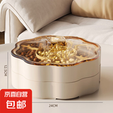 过年干果盘客厅茶几家用坚果瓜子收纳盒新年糖果摆放盘子零食水果 糖果盒双层【奶油白】