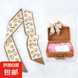 【女神同款】网红长条丝巾发带发圈韩版复古扎带ins丝巾飘带 棕色笑脸 88*6CM